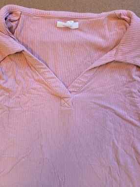 Maurices Dusty Rose Ribbed V-Neck Polo
